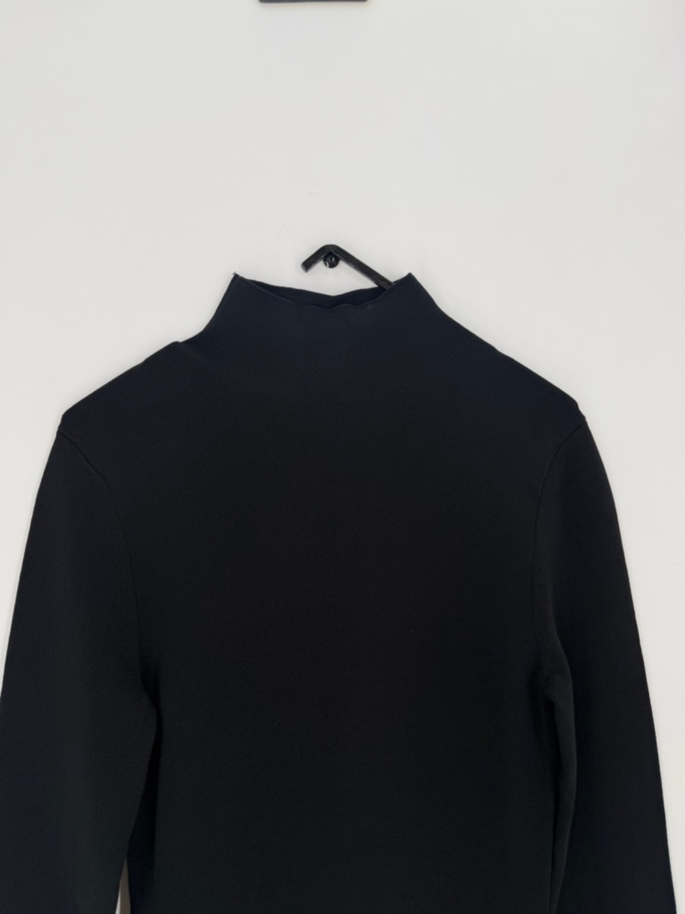Cos Pleated Knitted Turtleneck Black Maxi Dress